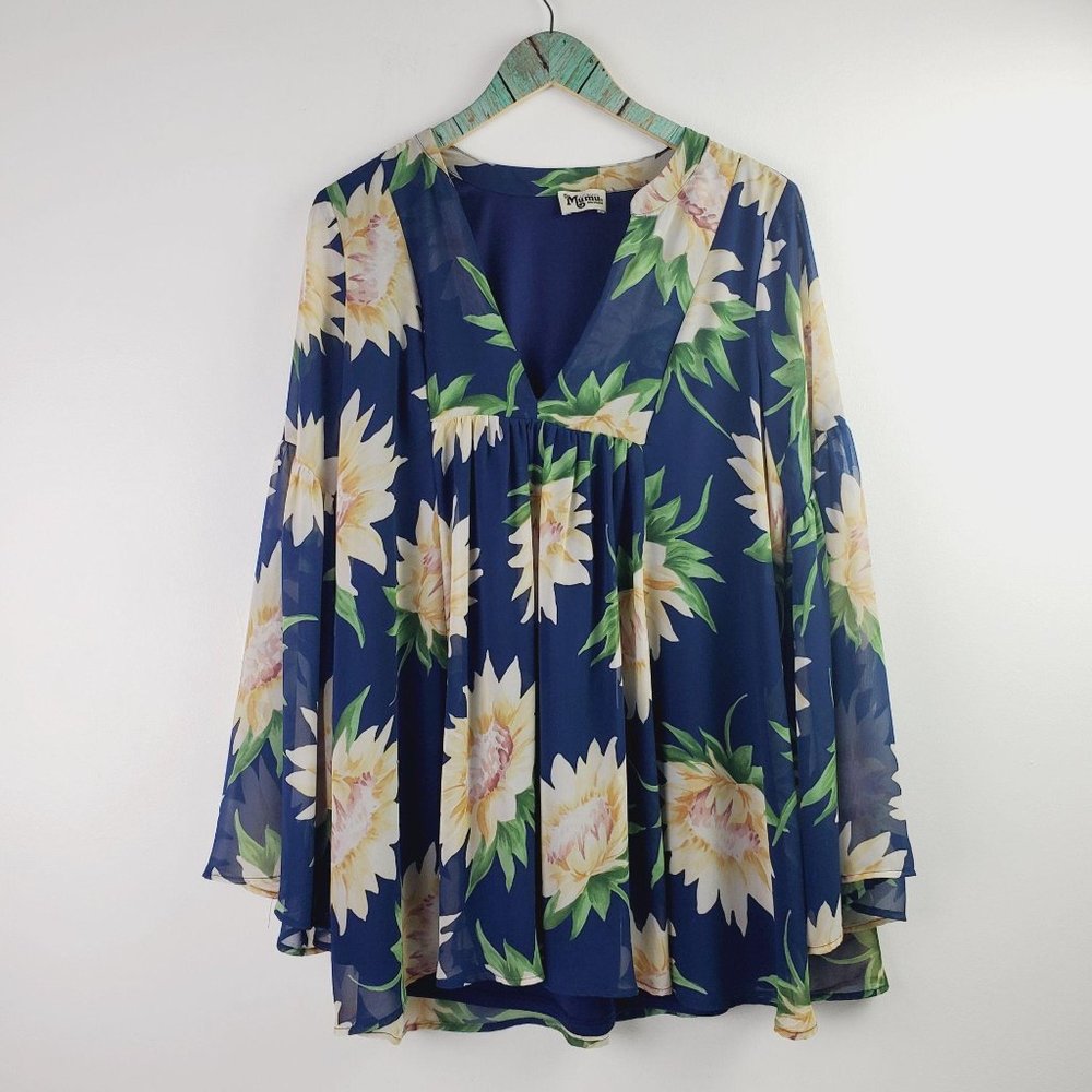 Show Me Your MuMu Mia Tunic Floral Layered Top Sz - Picture 2 of 11